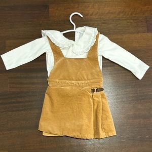 Janie and Jack Pleated Jumper Dress with White Ruffle Shirt